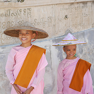 two boy's wearing pink long-sleeved dressed with hats thumbnail