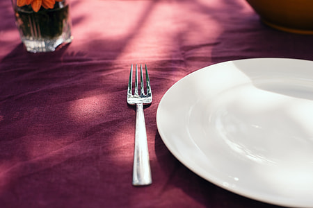 Fork and plate on table thumbnail