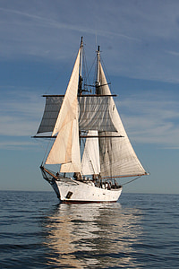 photo of white sail ship in body of water thumbnail