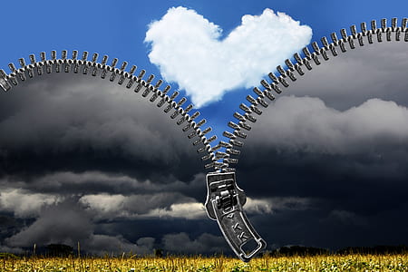 white and gray clouds with green field of grass illustration thumbnail