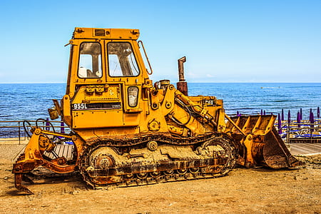 yellow, metal, vehicle, excavator thumbnail