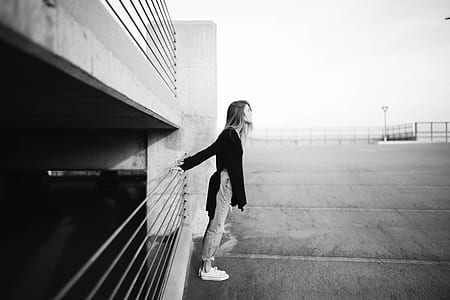 grayscale photo of woman thumbnail