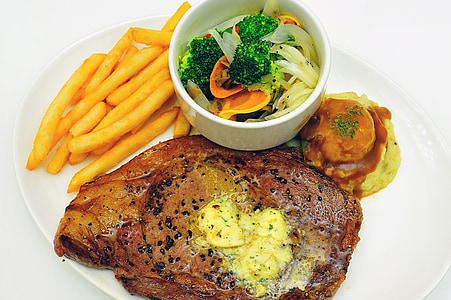 grilled meat and fried fries with soap in tray thumbnail