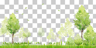 Shulin District Poster Watercolor painting, Painted green landscape background, green leaf trees illustration PNG clipart
