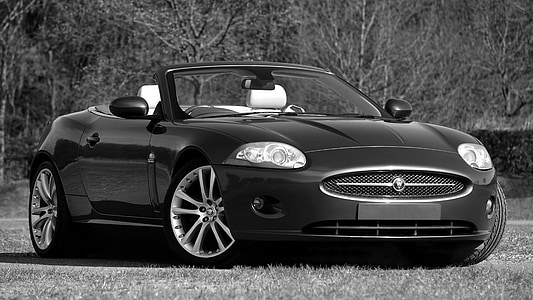 grayscale photography of Jaguar convertible thumbnail