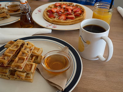 plate of waffles and cup of coffee thumbnail