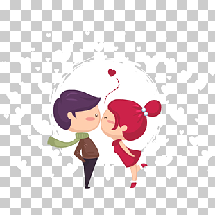 Poster Dating Gift Ghaint Purpose Valentine's Day, Lovely couple kissing material, couple surrounded with hearts illustration PNG clipart