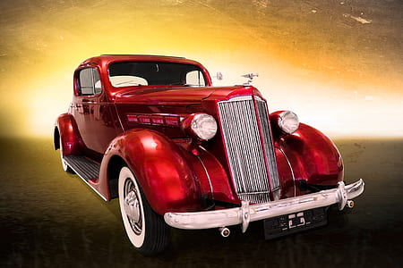 vintage red car digital wallpaper thumbnail