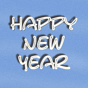 blue background with Happy New Year handwritten text thumbnail