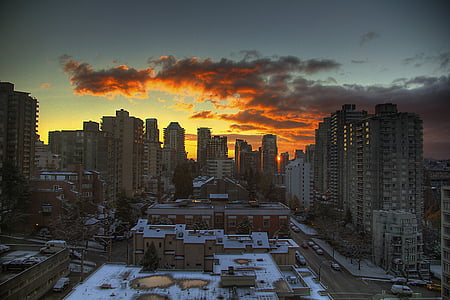 gray concrete buildings during golden hour thumbnail