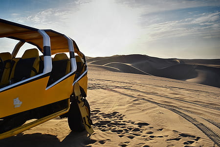 yellow car on desert thumbnail