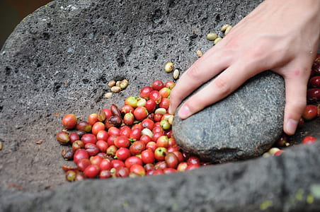 person grinding fruits on mortar thumbnail