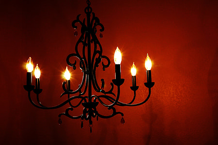 black metal Up light chandelier thumbnail
