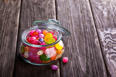 jellies in clear glass container with lid thumbnail