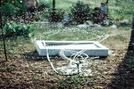 shallow, focus, photography, sprinkler, water, grass thumbnail