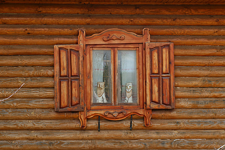 window with brown wooden frame painting thumbnail