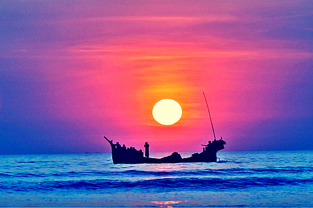 boat at the sea during golden hour thumbnail