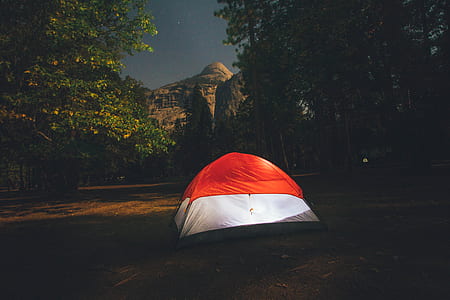 red and white dome tent at outdoor thumbnail