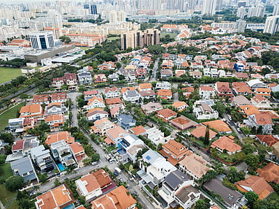 aerial view of village and city buildings thumbnail