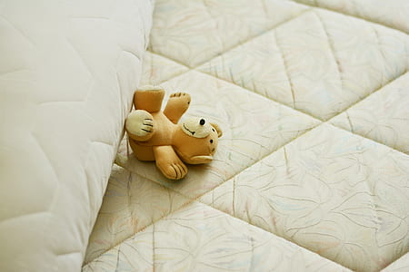 brown bear plush toy on white textile thumbnail