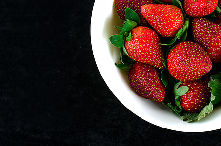 Bowl Of Strawberries, Top View thumbnail