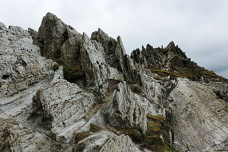 gray rocky mountain under white sky thumbnail