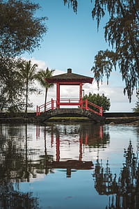 red and black wooden canopy during daytime thumbnail