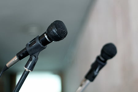tilt-shift photography of black microphone thumbnail