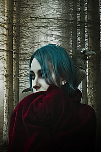 teal haired female illustration thumbnail