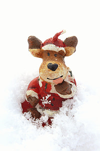 bear wearing Christmas dress figurine soaked on snow thumbnail