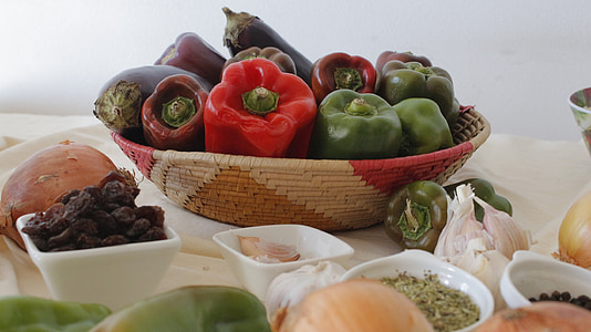 several bell peppers on basket thumbnail