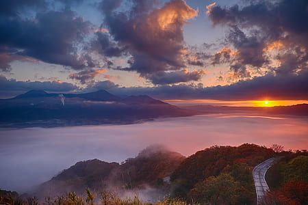 sea of clouds during silhouette thumbnail