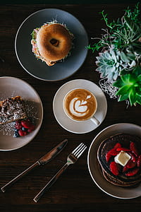coffee latte between strawberry pancake and burger thumbnail