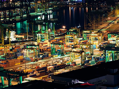 freight containers during nighttime thumbnail