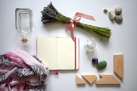 clear glass bottle beside notebook thumbnail