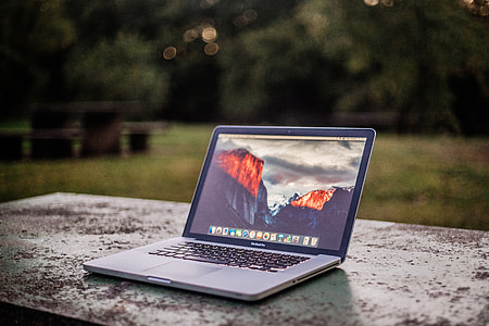 Laptop computer in outdoor setting thumbnail