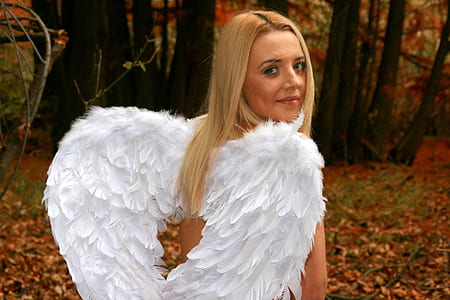 woman wearing white angel wing thumbnail