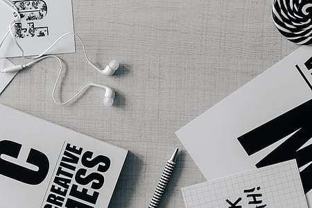 Top view of black and white typography sentences thumbnail