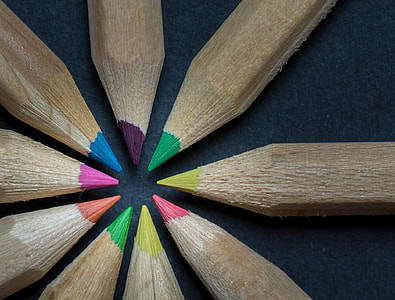 nine colored pencil forming round shape thumbnail
