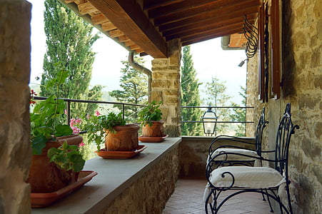 green potted plants on veranda thumbnail