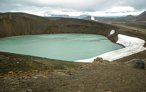 body of water surrounded by mountains at daytime thumbnail