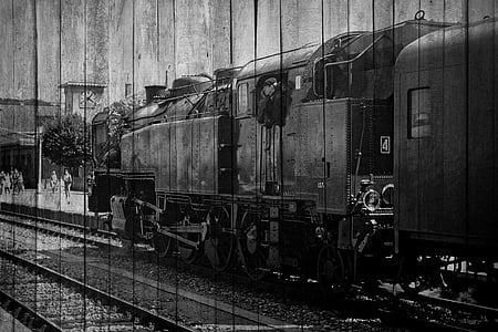 grayscale photography of train thumbnail