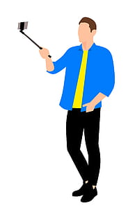 Illustration of man using a selfie stick. thumbnail