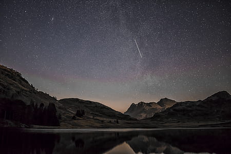 lake and mountains during nighttime thumbnail