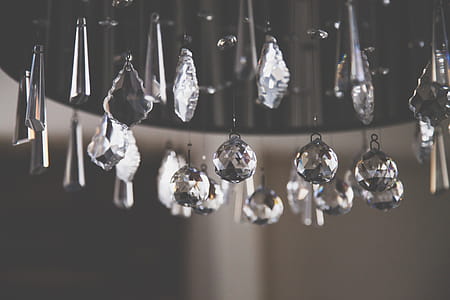 Closeup Photo of Clear Cut Glass Chandelier thumbnail