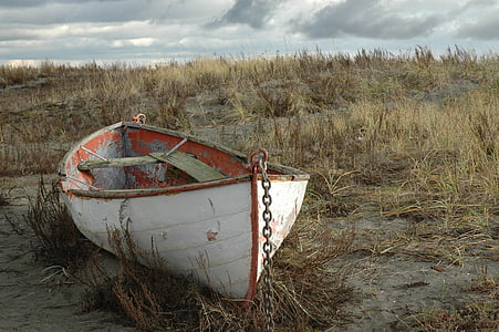 white canoe boat on land thumbnail