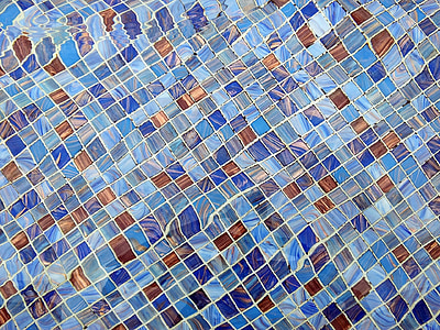 close-up of brown and blue ceramic tiles thumbnail