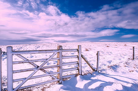 white sand with fence under cloudy sky thumbnail