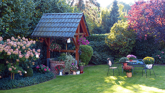 water well with canopy on garden thumbnail