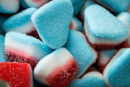 blue-white-and-red sugar coated candies thumbnail